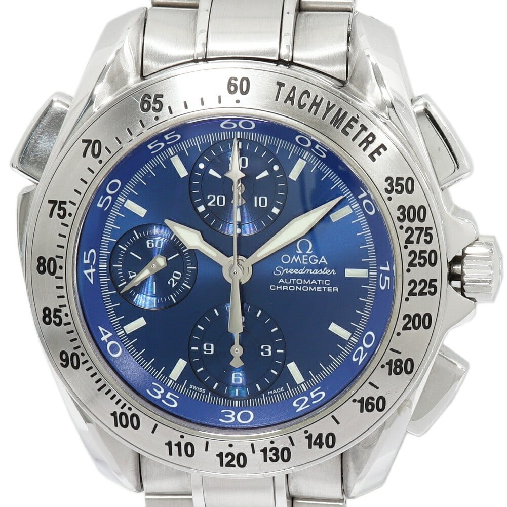 Omega Speedmaster 3540.80 Blue Dial Automatic Chronograph Watch: Omega Speedmaster 3540.80 Blue Dial Automatic Chronograph Watch This OMEGA Speedmaster Split-Second Chronograph 3540.80 men's wristwatch features a blue dial housed in a stainless steel case and band.