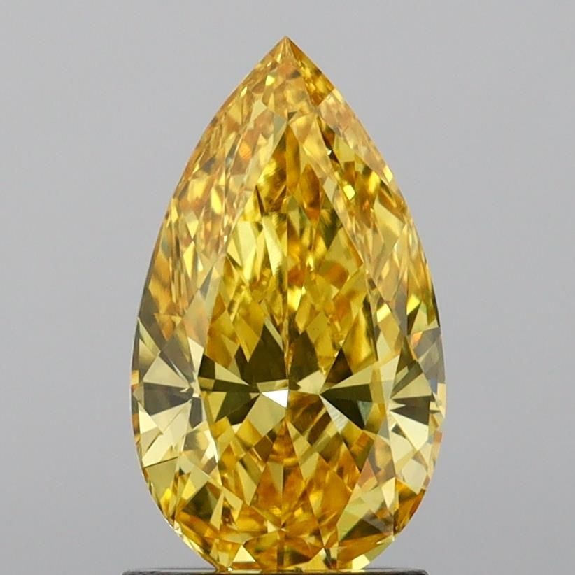 Loose Diamond - PEAR 1.58ct Fancy Vivid Yellow VS1: Loose Diamond - PEAR 1.58ct Fancy Vivid Yellow VS1 Source: This is a real non-mined Diamond that has been grown in a lab Shape: PEAR Carats: 1.58 Color: Fancy Vivid Yellow Certification: IGI Video: