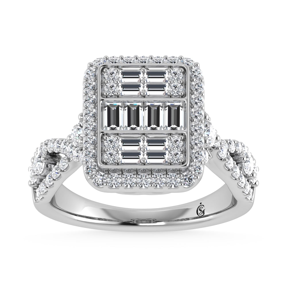 14K White Gold Diamond 1 1/4.Ct. Tw. Engagement Ring: 14K White Gold Diamond 1 1/4.Ct. Tw. Engagement Ring 14k White Gold Stone Color: G-h Stone Clarity: Si2 Each ring is presented in standard size 6.5. Complimentary resizing is available between sizes 5