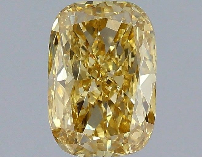 Loose Diamond - CUSHION MODIFIED 1.07ct Fancy Intense Yellow VS1: Loose Diamond - CUSHION MODIFIED 1.07ct Fancy Intense Yellow VS1 Source: This is a real non-mined Diamond that has been grown in a lab Shape: CUSHION MODIFIED Carats: 1.07 Color: Fancy Intense Yellow 
