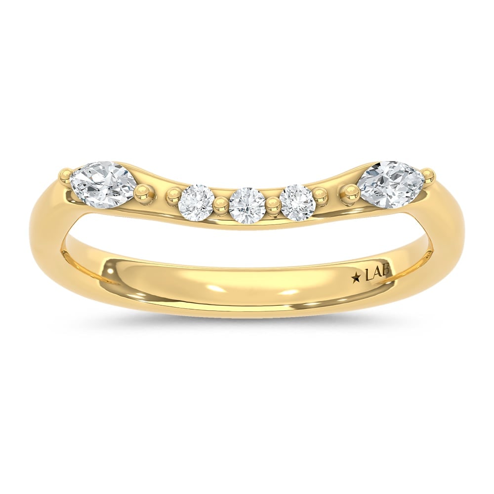 14K Yellow Gold Lab Grown Diamond 1/4 Ct.T. Wedding Band: 14K Yellow Gold Lab Grown Diamond 1/4 Ct.T. Wedding Band Embrace the beauty of everlasting love with this stunning 14K Yellow Gold Wedding Band, featuring a brilliant 1/4 Ct.T. lab-grown diamond. Set 