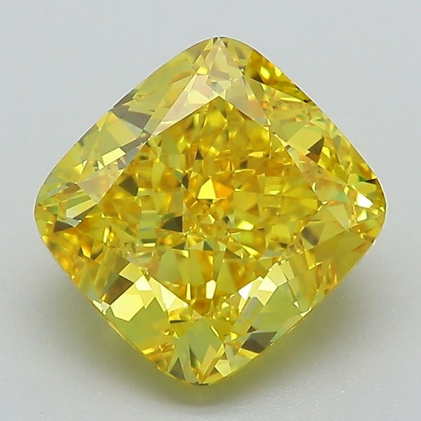 Loose Diamond - CUSHION MODIFIED 3.41ct Fancy Vivid Yellow VS1