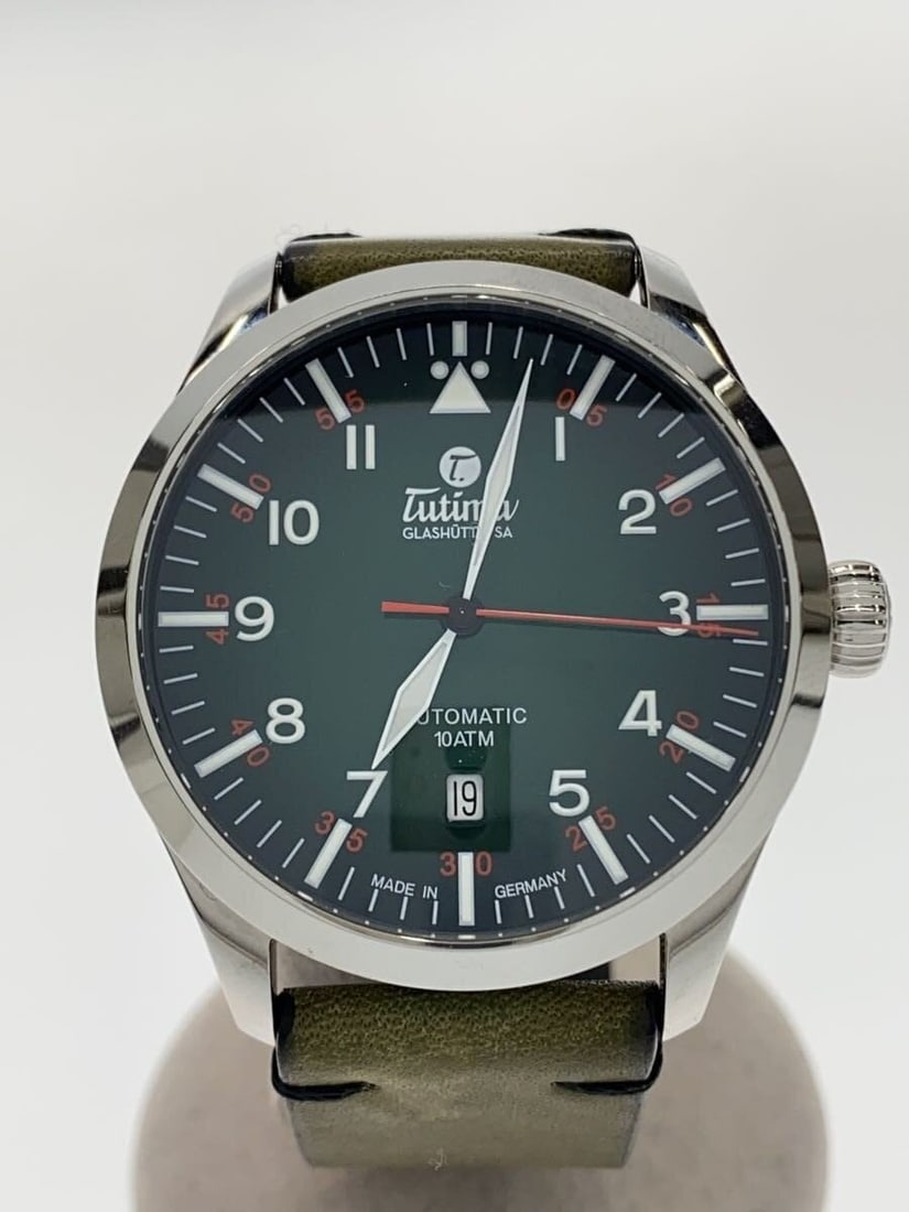 Tutima 6105-29 Green Dial Leather Automatic Wristwatch (1 of 6)