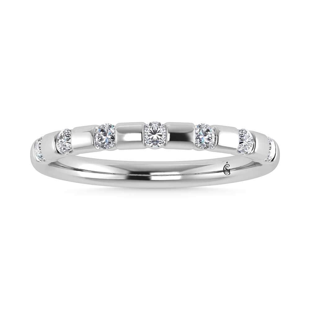 14K White Gold Diamond 1/4 Ct.Tw. Stackable Band: 14K White Gold Diamond 1/4 Ct.Tw. Stackable Band 14k White Gold Stone Color: G-h Stone Clarity: Si Each ring is presented in standard size 6.5. Complimentary resizing is available between sizes 510 (i