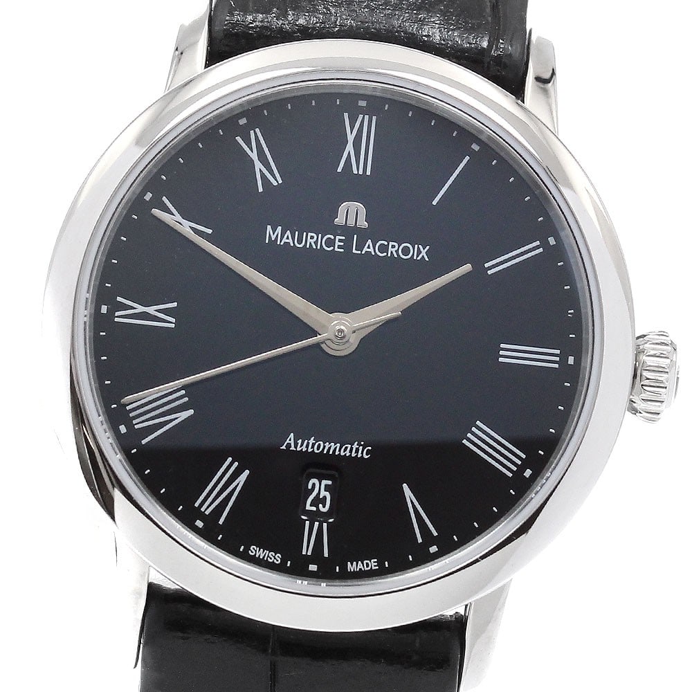 Maurice Lacroix Les Classiques automatic date ladies watch: Maurice Lacroix Les Classiques automatic date ladies watch This Maurice Lacroix Les Classiques Date women's wristwatch features a stainless steel case with a black dial and an automatic movement. The 