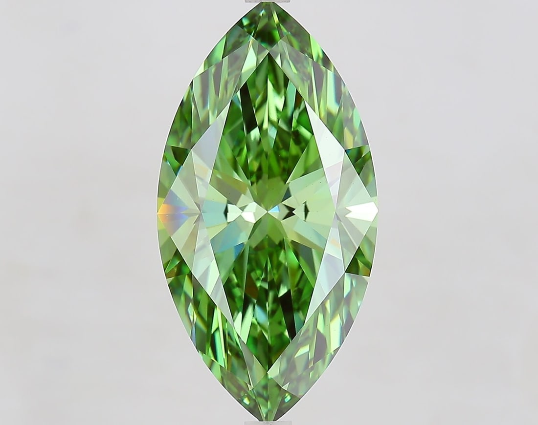 Loose Diamond - MARQUISE 7.02ct Fancy Vivid Green VS1