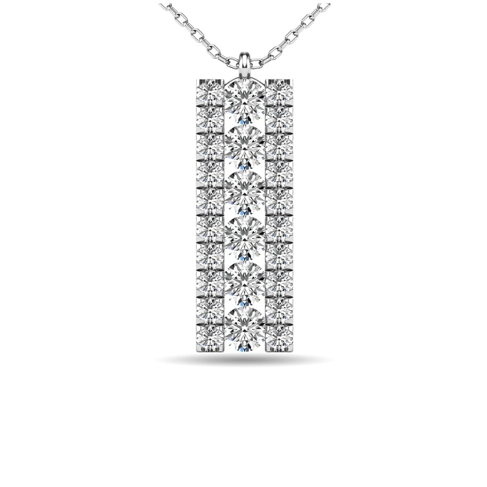 Diamond 1/4 Ct.tw Bar Pendant in 14K White Gold: Diamond 1/4 Ct.tw Bar Pendant in 14K White Gold 14k White Gold Stone Color: G-h Stone Clarity: I1 Unless otherwise specified, pendants that include a chain are paired with our standard 18-inch length.