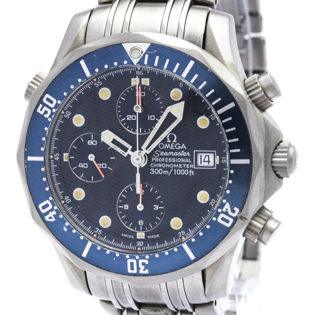 Omega Titanium Seamaster 300M Chronograph Men's Wristwatch 2298.80: Omega Titanium Seamaster 300M Chronograph Men's Wristwatch 2298.80 This is an OMEGA Seamaster Professional 300M Chronograph Titanium 2298.80 wristwatch designed for men. It is a pre-owned watch of Swi