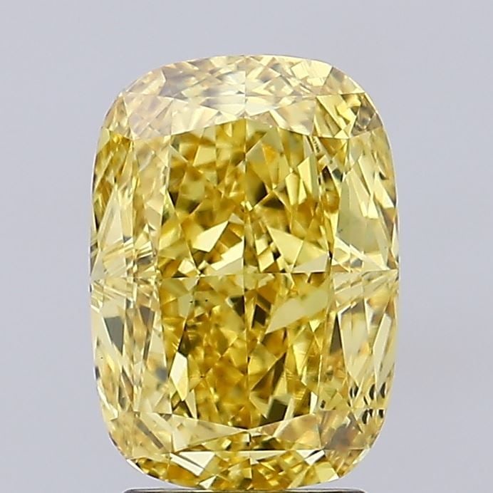 Loose Diamond - CUSHION MODIFIED 2.88ct Fancy Vivid Yellow VS2: Loose Diamond - CUSHION MODIFIED 2.88ct Fancy Vivid Yellow VS2 Source: This is a real non-mined Diamond that has been grown in a lab Shape: CUSHION MODIFIED Carats: 2.88 Color: Fancy Vivid Yellow Cert