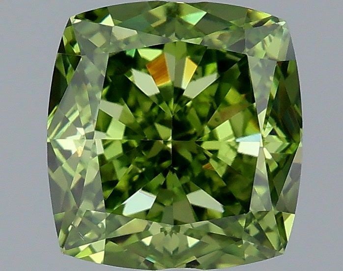 Loose Diamond - CUSHION MODIFIED 1.29ct Fancy Vivid Green VS2: Loose Diamond - CUSHION MODIFIED 1.29ct Fancy Vivid Green VS2 Source: This is a real non-mined Diamond that has been grown in a lab Shape: CUSHION MODIFIED Carats: 1.29 Color: Fancy Vivid Green Certif