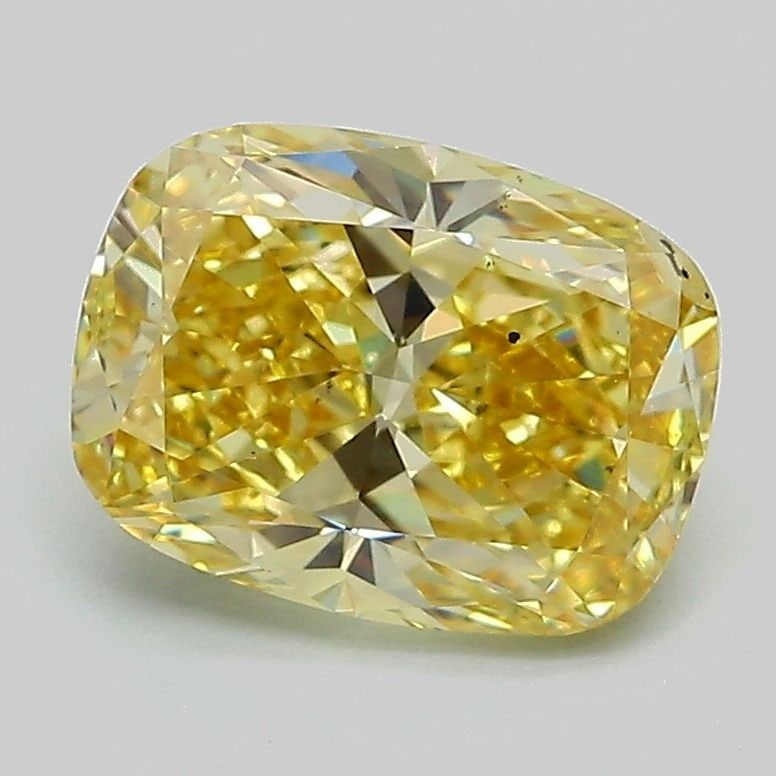 Loose Diamond - CUSHION MODIFIED 2.05ct Fancy Intense Yellow SI2: Loose Diamond - CUSHION MODIFIED 2.05ct Fancy Intense Yellow SI2 Source: This is a real non-mined Diamond that has been grown in a lab Shape: CUSHION MODIFIED Carats: 2.05 Color: Fancy Intense Yellow 