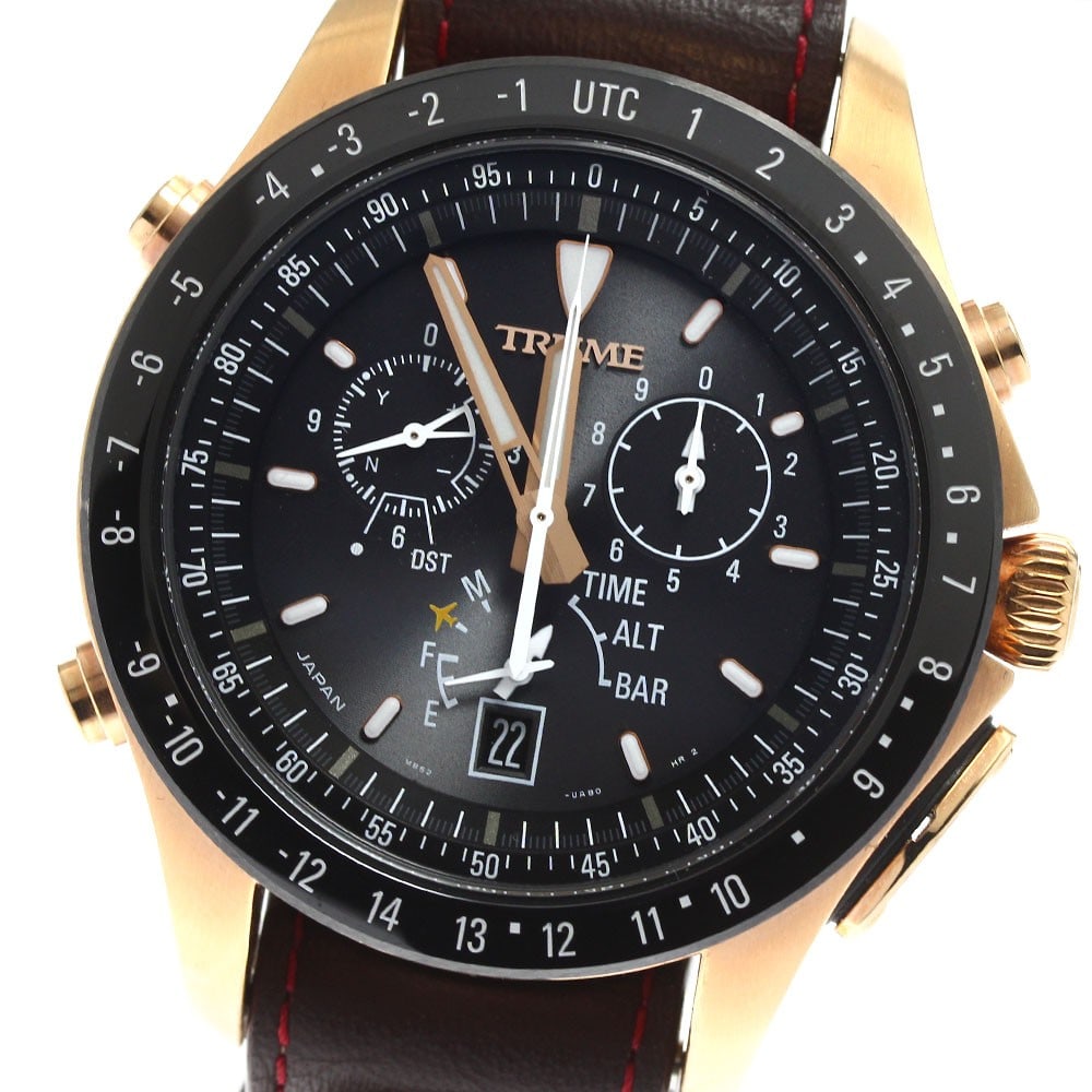 EPSON Shinonome Dawn Pink Solar Radio Controlled Men's Wristwatch: EPSON Shinonome Dawn Pink Solar Radio Controlled Men's Wristwatch This pre-owned EPSON Shinonome (Dawn Pink) men's wristwatch features a stainless steel case and a black dial, complemented by a leathe