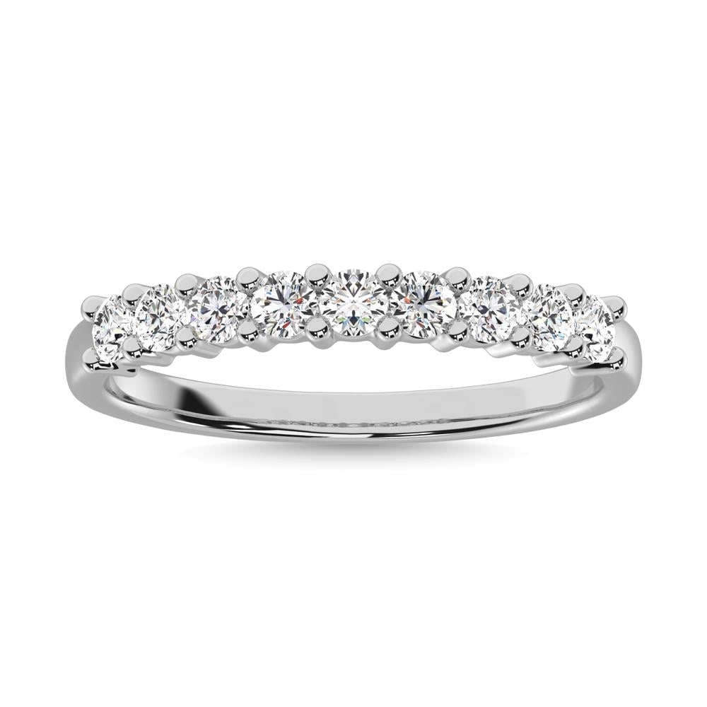 Diamond 1 Ct.tw Round Cut One Row Ring in 14K White Gold: Diamond 1 Ct.tw Round Cut One Row Ring in 14K White Gold 14k White Gold Stone Color: G-h Stone Clarity: Si2 Each ring is presented in standard size 6.5. Complimentary resizing is available between siz