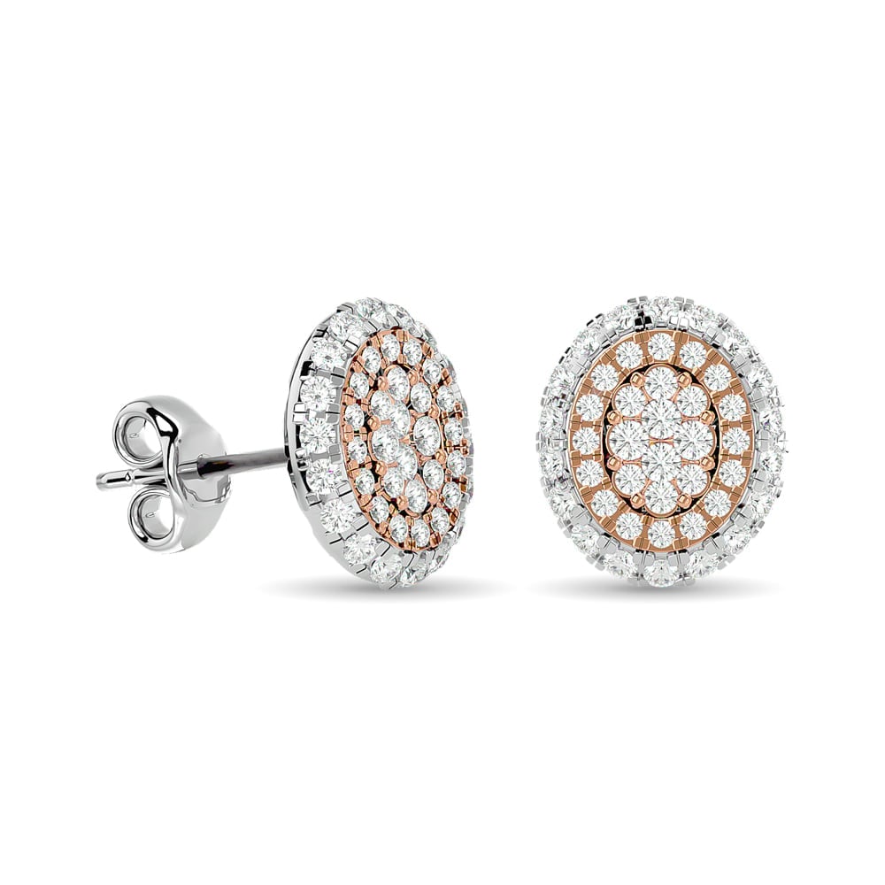 Diamond 5/8 Ct.Tw. Cluster Fashion Earrings in 14K Two Tone Gold