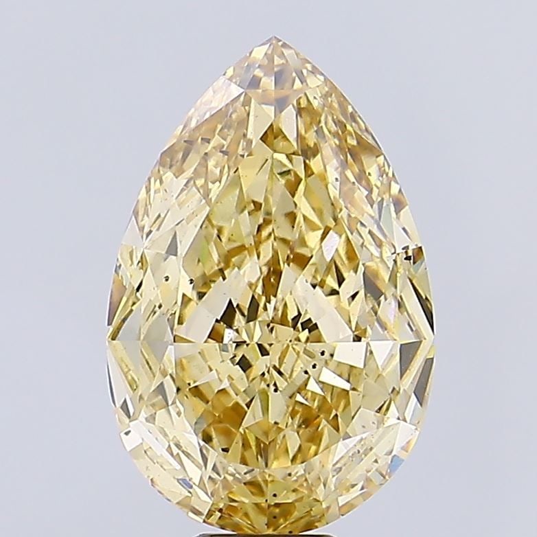 Loose Diamond - PEAR 13.24ct Fancy Intense Yellow VS2: Loose Diamond - PEAR 13.24ct Fancy Intense Yellow VS2 Source: This is a real non-mined Diamond that has been grown in a lab Shape: PEAR Carats: 13.24 Color: Fancy Intense Yellow Certification: IGI Vid