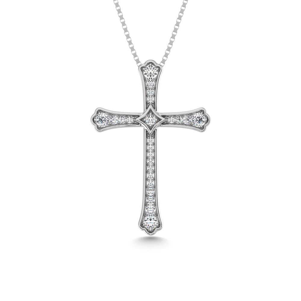 14K White Gold Diamond 1/4 Ct.Tw. Cross Pendant (1 of 4)