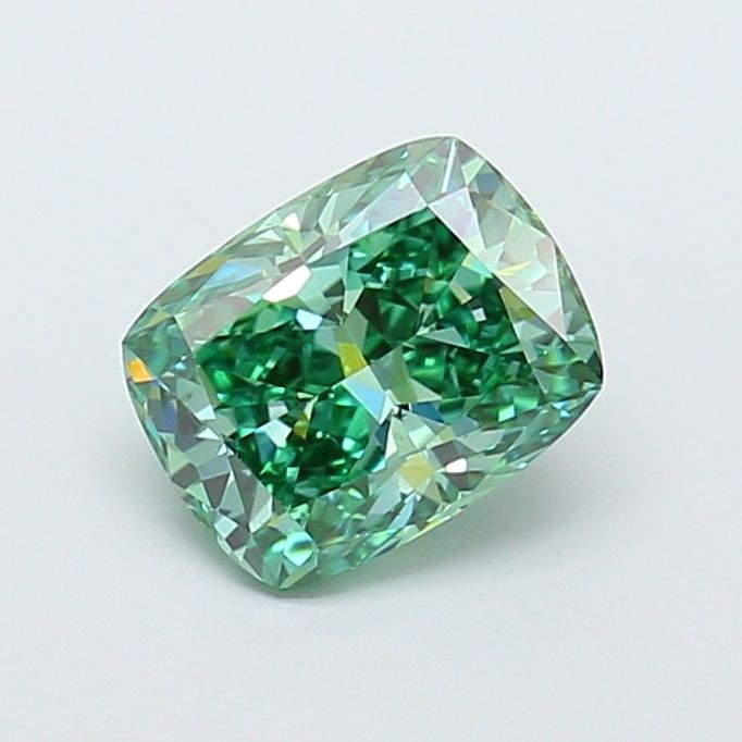 Loose Diamond - CUSHION MODIFIED 2.02ct Fancy Vivid Green VS1: Loose Diamond - CUSHION MODIFIED 2.02ct Fancy Vivid Green VS1 Source: This is a real non-mined Diamond that has been grown in a lab Shape: CUSHION MODIFIED Carats: 2.02 Color: Fancy Vivid Green Certif