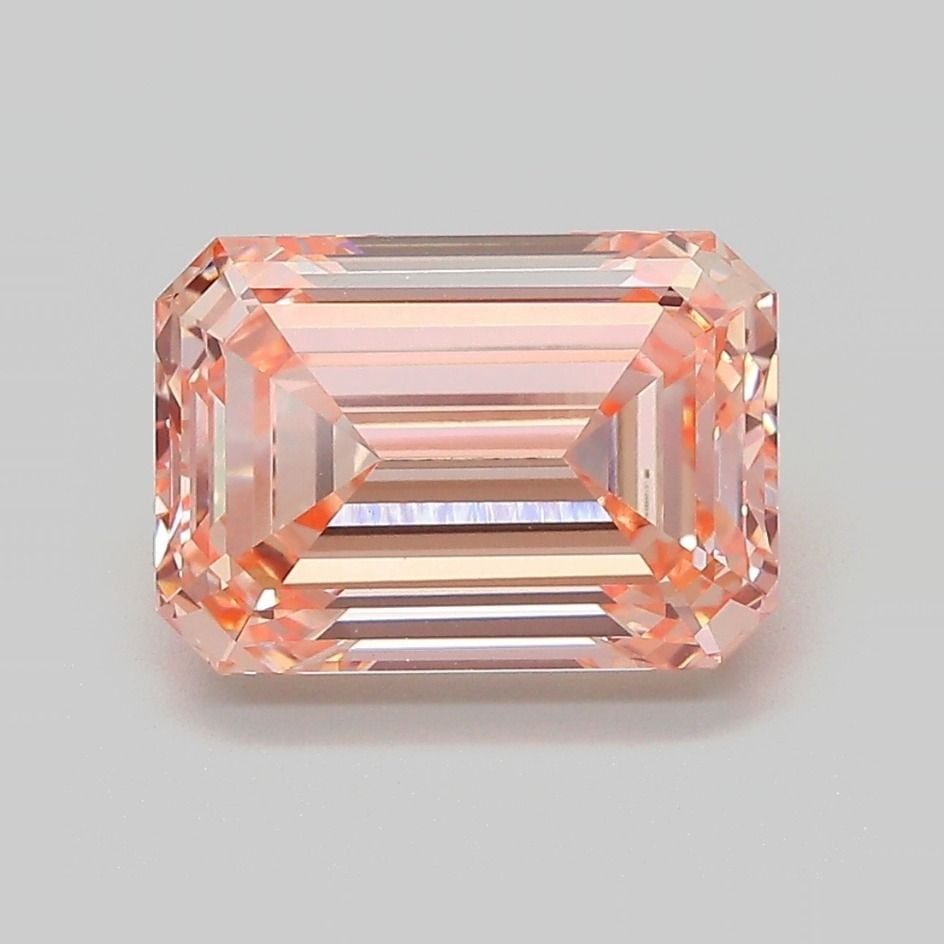 Loose Diamond - EMERALD 3.69ct Fancy Intense Pink Orange VS1