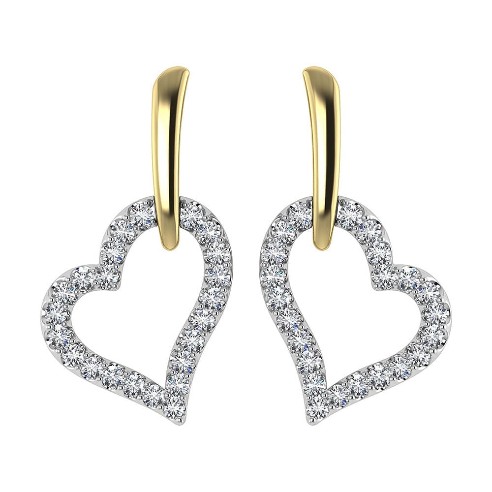 10K Yellow Gold 1/5 Ct.Tw. Diamond Heart Earrings: 10K Yellow Gold 1/5 Ct.Tw. Diamond Heart Earrings 10k Yellow Gold Stone Color: G-h Stone Clarity: I2-i3 This item may take 2-5 weeks for shipping. The Diamond Depot Guarantee: All items in this auctio