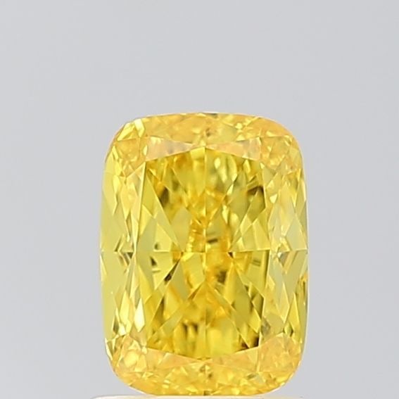 Loose Diamond - CUSHION MODIFIED 1.35ct Fancy Vivid Yellow VVS2: Loose Diamond - CUSHION MODIFIED 1.35ct Fancy Vivid Yellow VVS2 Source: This is a real non-mined Diamond that has been grown in a lab Shape: CUSHION MODIFIED Carats: 1.35 Color: Fancy Vivid Yellow Cer