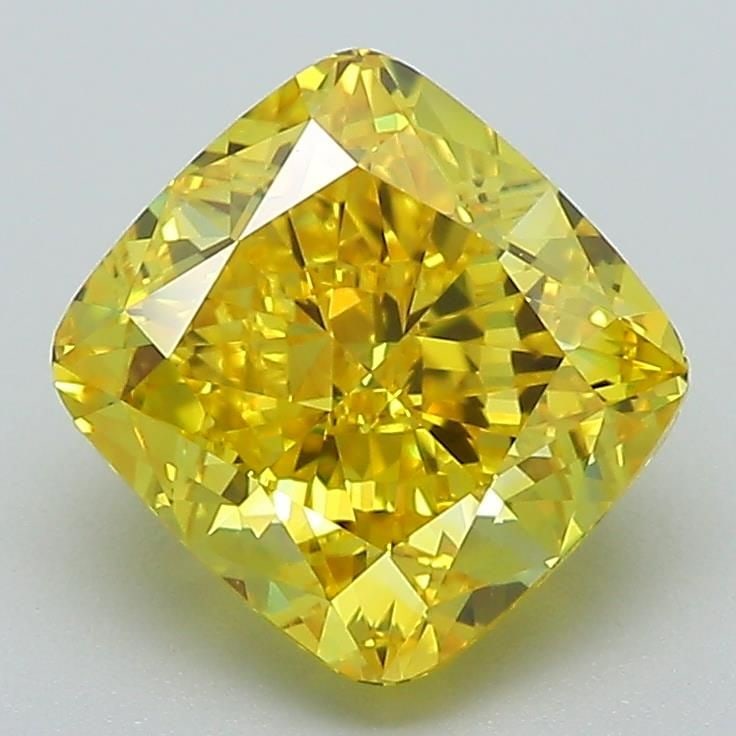 Loose Diamond - CUSHION BRILLIANT 2.58ct Fancy Vivid Yellow VS1