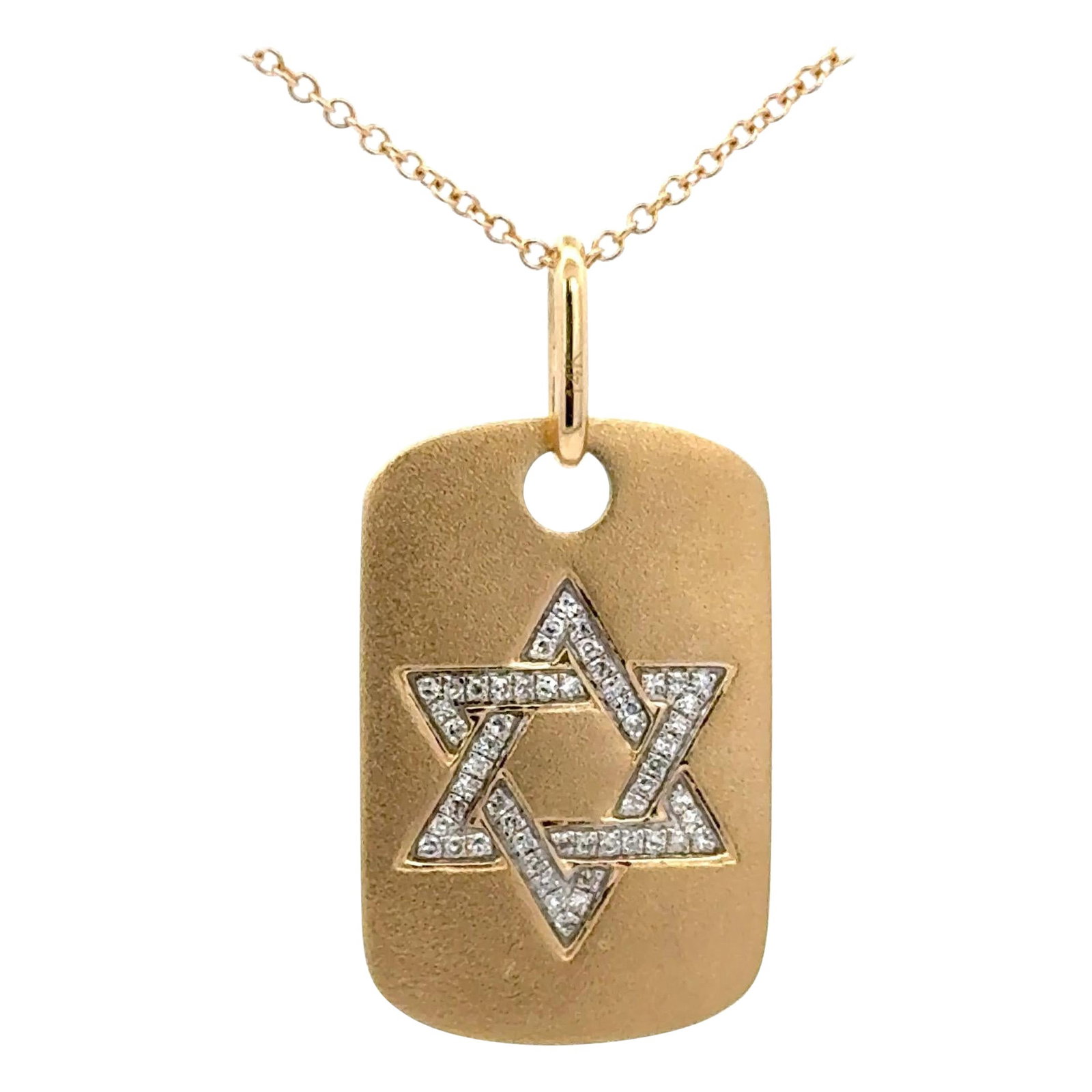 Matte 14k Yellow Gold Star of David Charm with 0.18ct Diamonds
