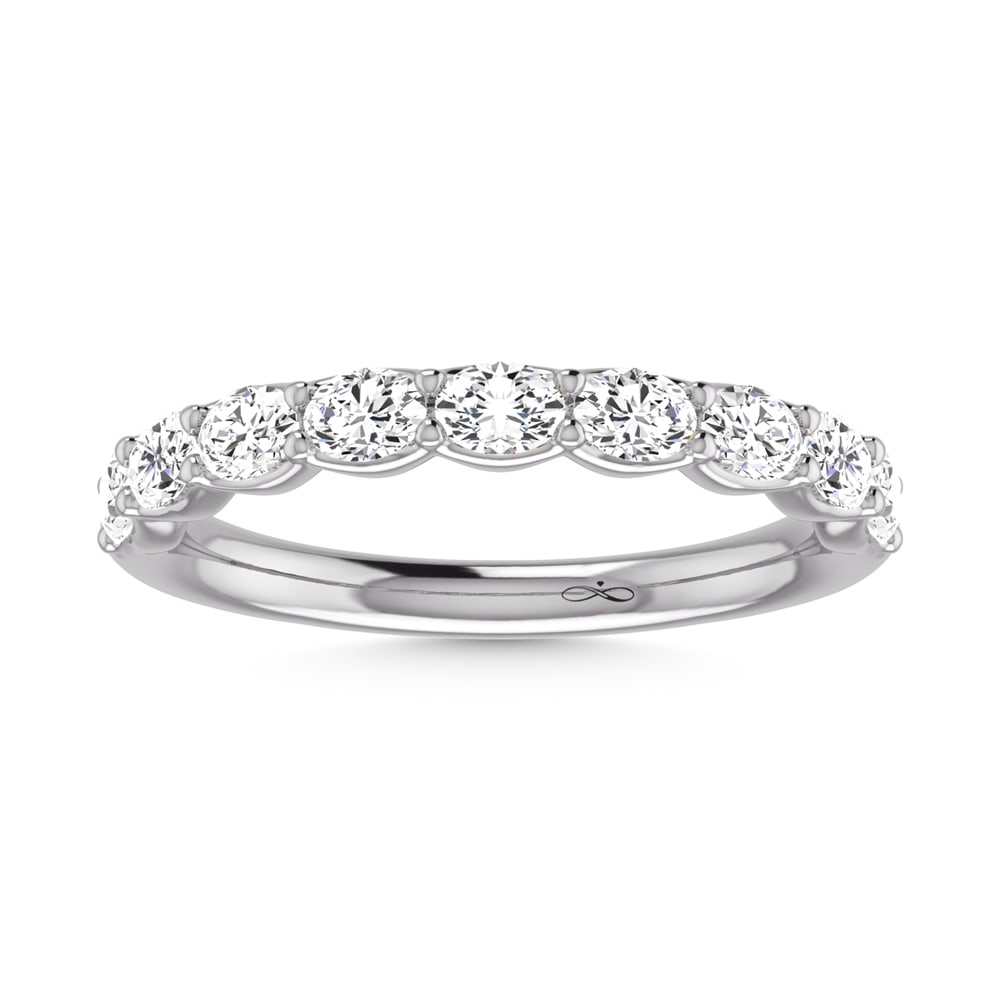 14K White Gold Lab Grown Diamond 1 3/8 Ct.Tw. Halfway East West Oval Wedding Band: 14K White Gold Lab Grown Diamond 1 3/8 Ct.Tw. Halfway East West Oval Wedding Band Indulge in modern elegance with this 14K White Gold East-West Oval Wedding Band, featuring 1 3/8 Ct.Tw. of stunning
