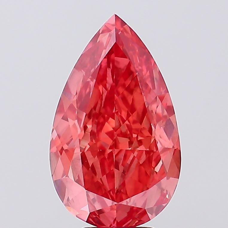 Loose Diamond - PEAR 7.7ct Fancy Vivid Red VS1: Loose Diamond - PEAR 7.7ct Fancy Vivid Red VS1 Source: This is a real non-mined Diamond that has been grown in a lab Shape: PEAR Carats: 7.7 Color: Fancy Vivid Red Certification: IGI Video: Video