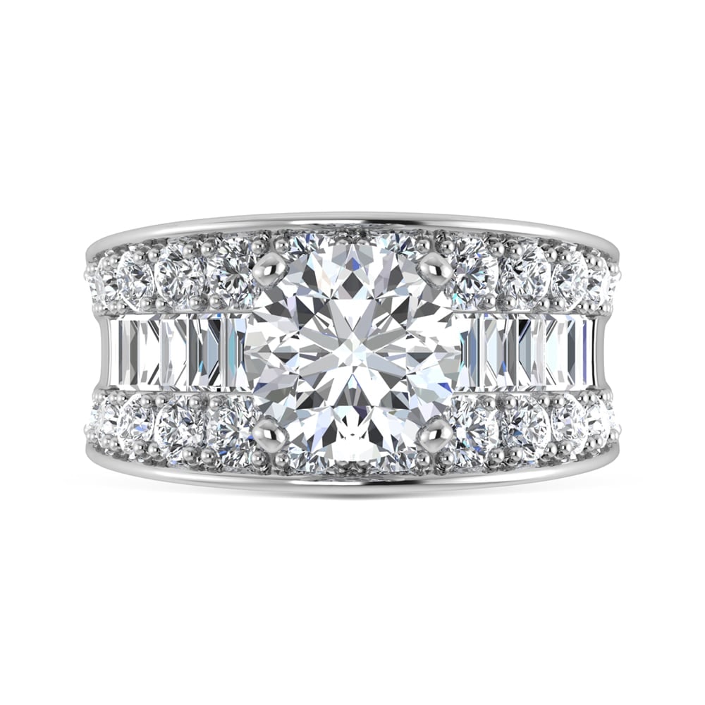 14K White Gold Lab Grown Diamond 5 7/8 ct.tw. Round Shape Engagement Ring (IGI Certified Center 3ct)