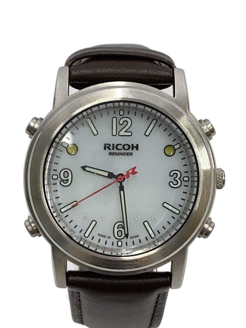 RICOH Reminder 40th Anniversary men's wristwatch white faux leather strap (1 of 9)
