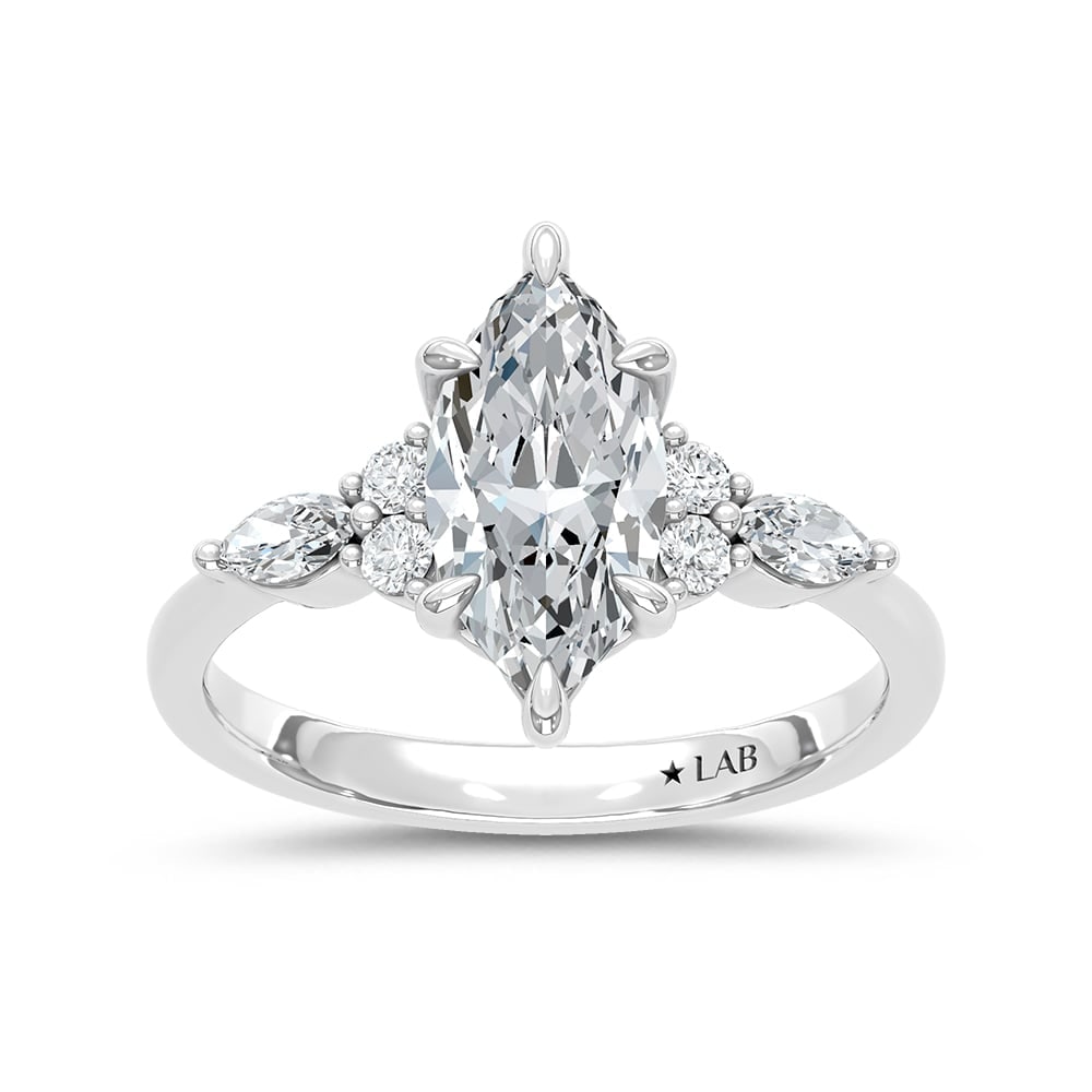 14K White Gold Lab Grown Diamond 1 3/4 Ct.Tw. Marquise Shape Engagement Ring