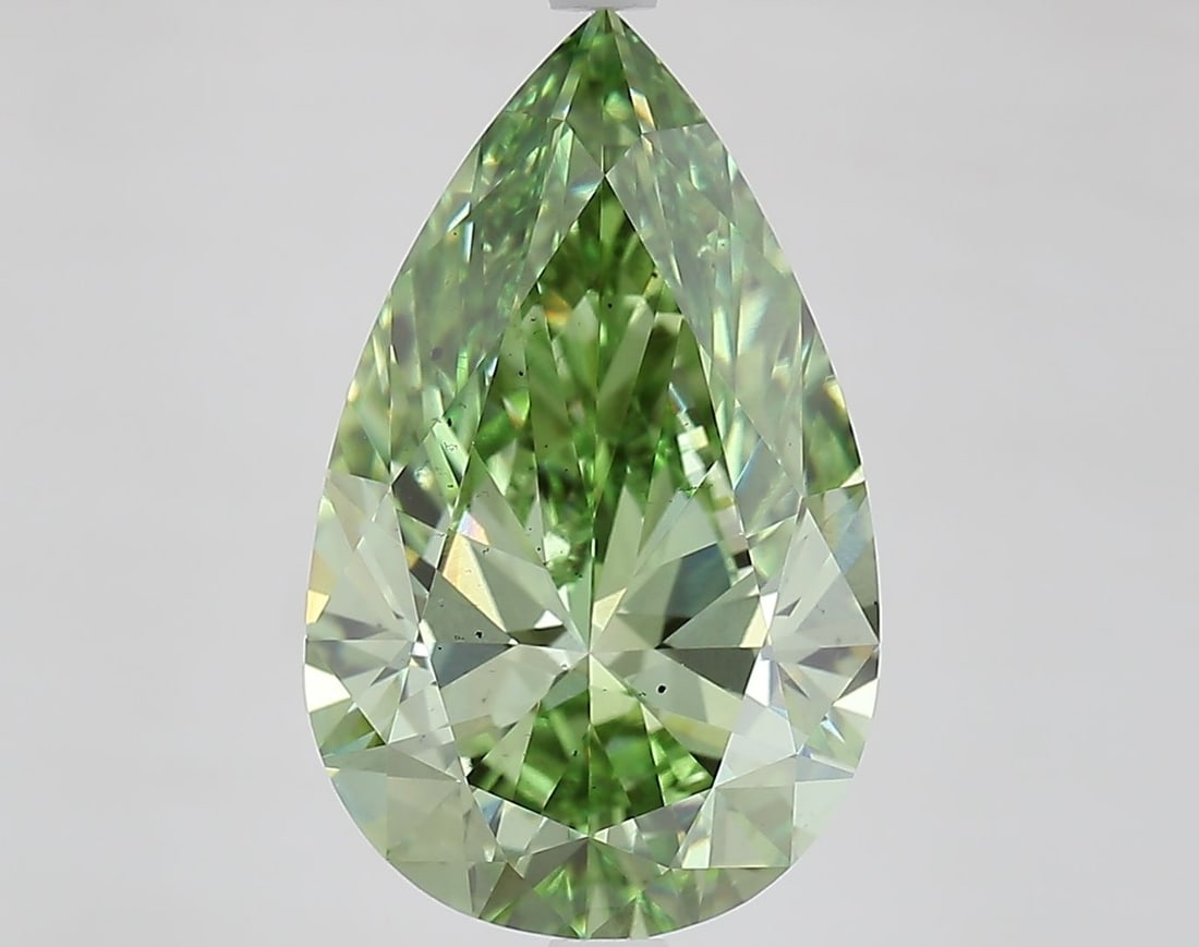 Loose Diamond - PEAR 5.51ct Fancy Vivid Green VS2: Loose Diamond - PEAR 5.51ct Fancy Vivid Green VS2 Source: This is a real non-mined Diamond that has been grown in a lab Shape: PEAR Carats: 5.51 Color: Fancy Vivid Green Certification: IGI Video: