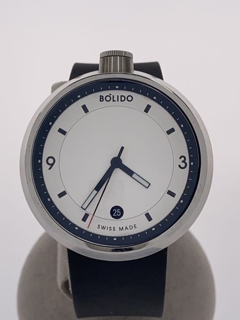 BOLIDO Men's Automatic Wristwatch White Dial Black Rubber Strap Swiss