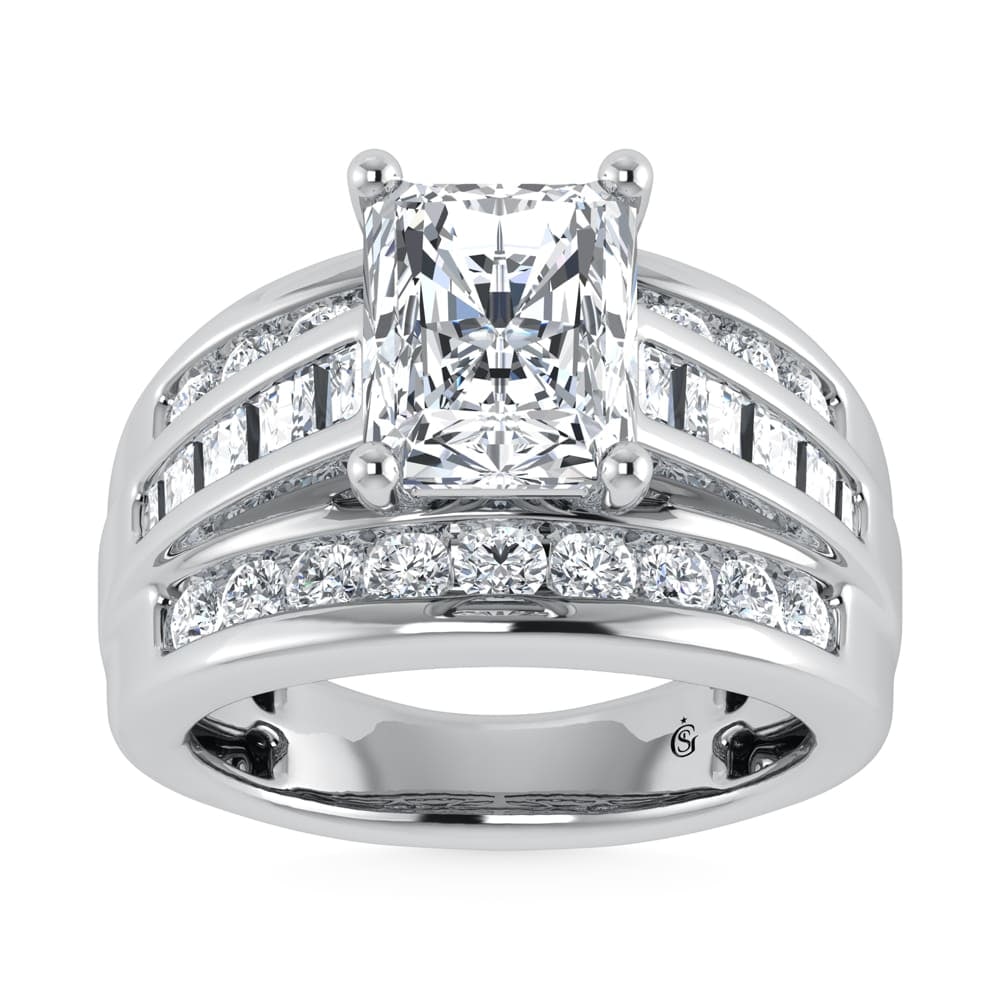 10K White Gold Lab Grown Diamond 3 7/8 ct.Tw. Radiant Shape Engagement Ring (IGI Certified Center