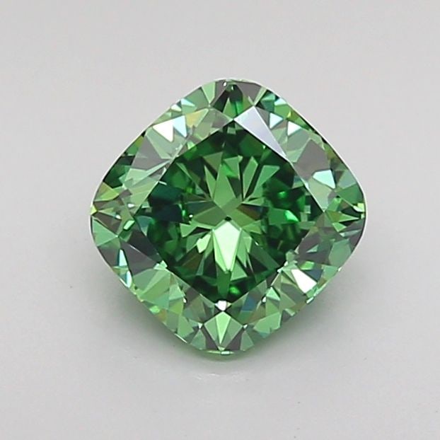 Loose Diamond - CUSHION MODIFIED 1.0ct Fancy Vivid Green VVS2: Loose Diamond - CUSHION MODIFIED 1.0ct Fancy Vivid Green VVS2 Source: This is a real non-mined Diamond that has been grown in a lab Shape: CUSHION MODIFIED Carats: 1.0 Color: Fancy Vivid Green