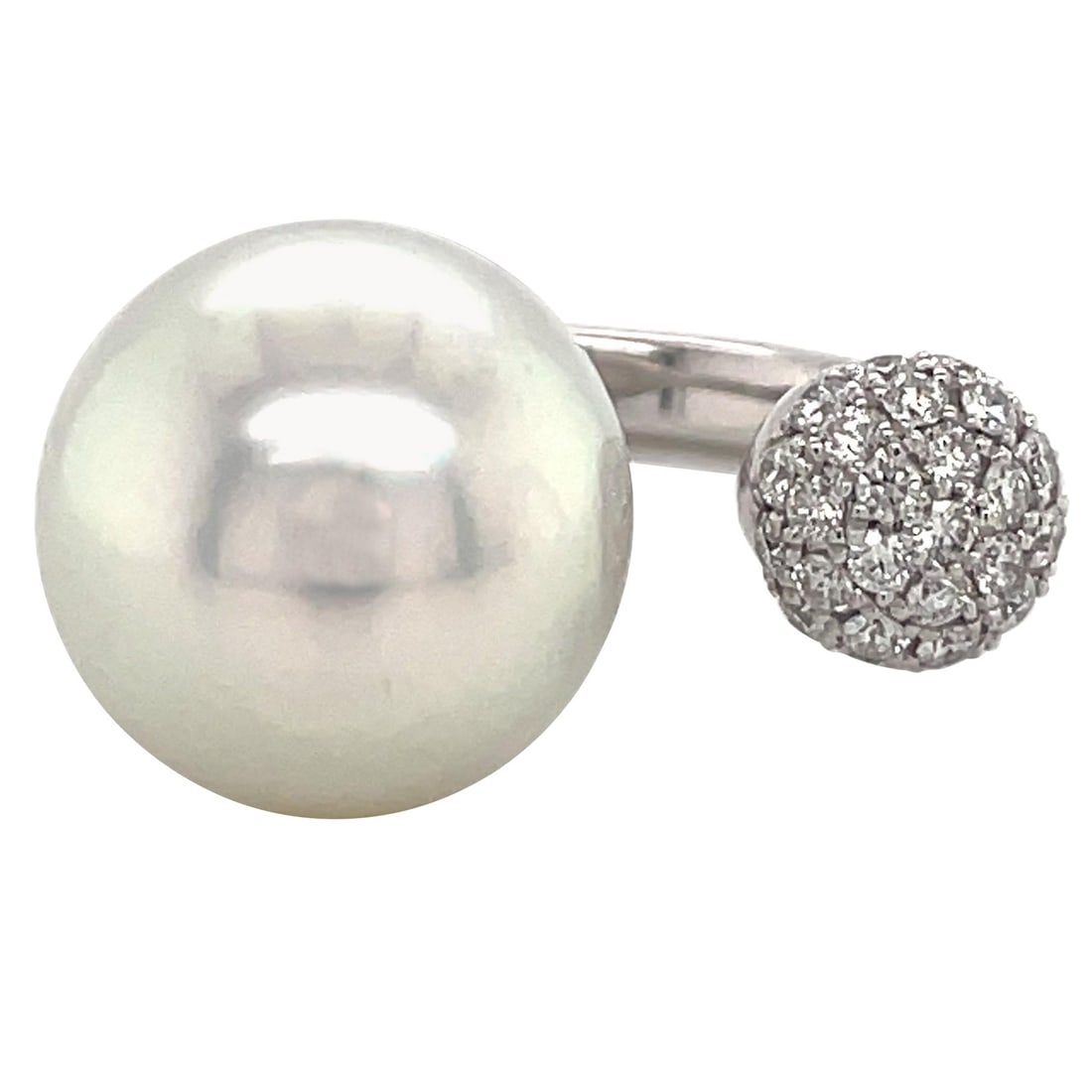 Harbor Diamonds South Sea Pearl Diamond Ring 0.78ct 18K White Gold