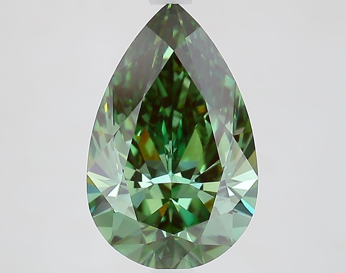 Loose Diamond - PEAR 3.71ct Fancy Vivid Green VS1: Loose Diamond - PEAR 3.71ct Fancy Vivid Green VS1 Source: This is a real non-mined Diamond that has been grown in a lab Shape: PEAR Carats: 3.71 Color: Fancy Vivid Green Certification: IGI Video: