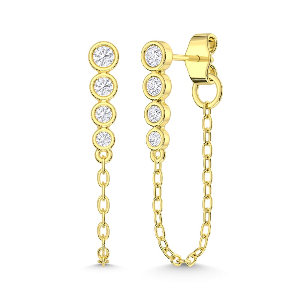 10K Yellow Gold Lab Grown Diamond 3/8 Ct.Tw. Fashion Earrings: 10K Yellow Gold Lab Grown Diamond 3/8 Ct.Tw. Fashion Earrings Warm yellow gold enhances 3/8 Ct.Tw. of lab-grown diamonds, offering timeless luxury in a versatile design. 10k Yellow Gold Stone Color: D