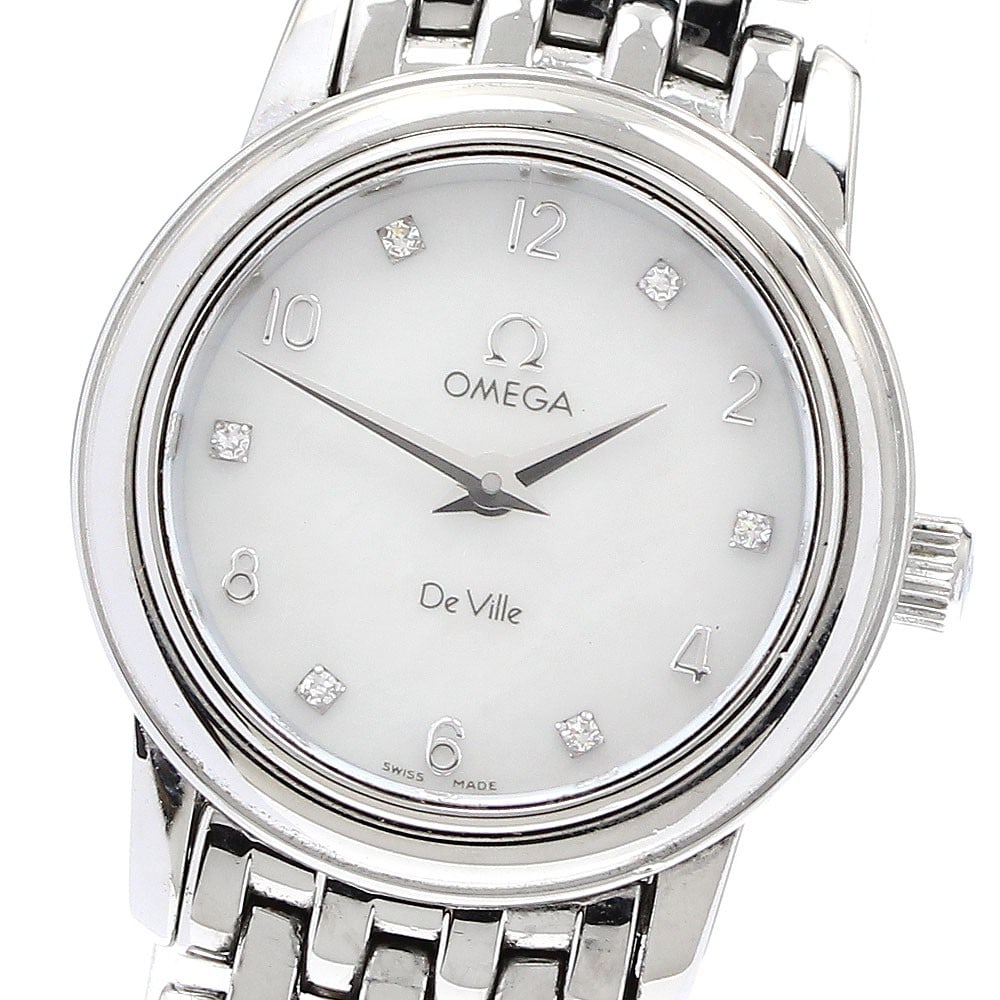 Omega De Ville Prestige 4570.75 Quartz Ladies Stainless Steel Watch: Omega De Ville Prestige 4570.75 Quartz Ladies Stainless Steel Watch This OMEGA De Ville Prestige Quartz women's wristwatch features a stainless steel case and bracelet with a refined white mother-of-p