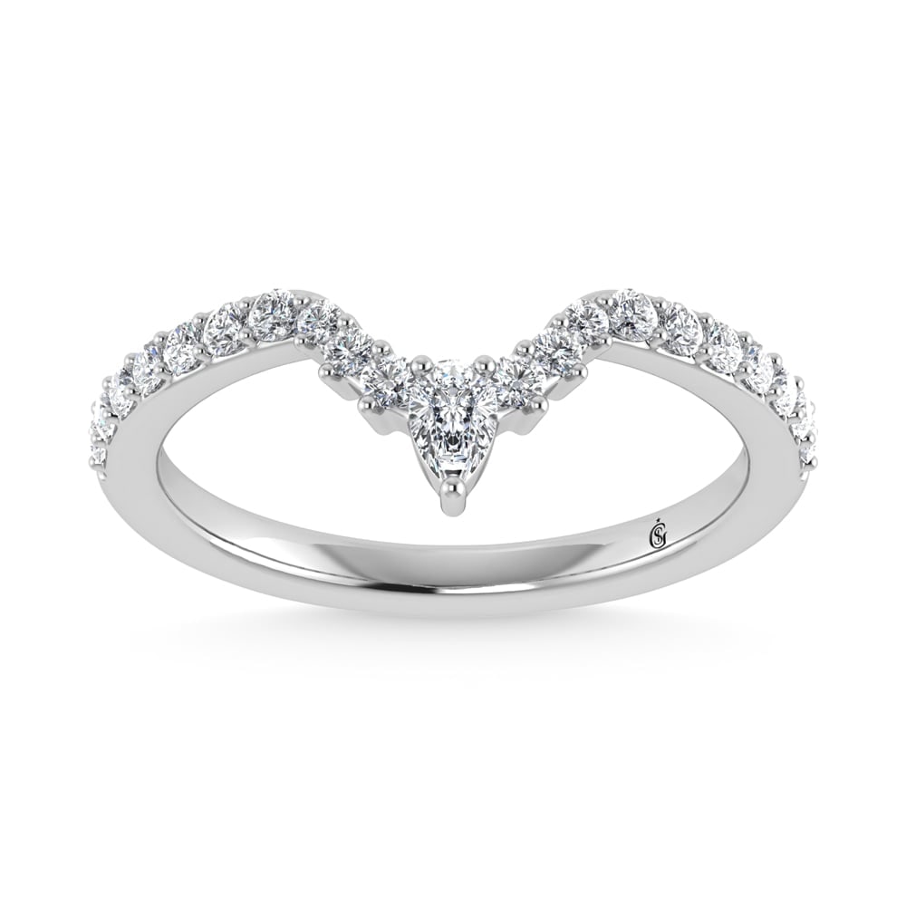14K White Gold Diamond 1/3 Ct. Tw. Chevron Band: 14K White Gold Diamond 1/3 Ct. Tw. Chevron Band 14k White Gold Stone Color: G-h Stone Clarity: Si2 Each ring is presented in standard size 6.5. Complimentary resizing is available between sizes 510 (i