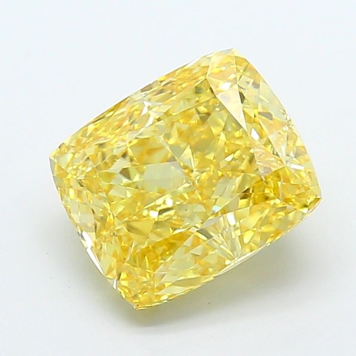 Loose Diamond - CUSHION MODIFIED 3.77ct Fancy Intense Yellow VVS2