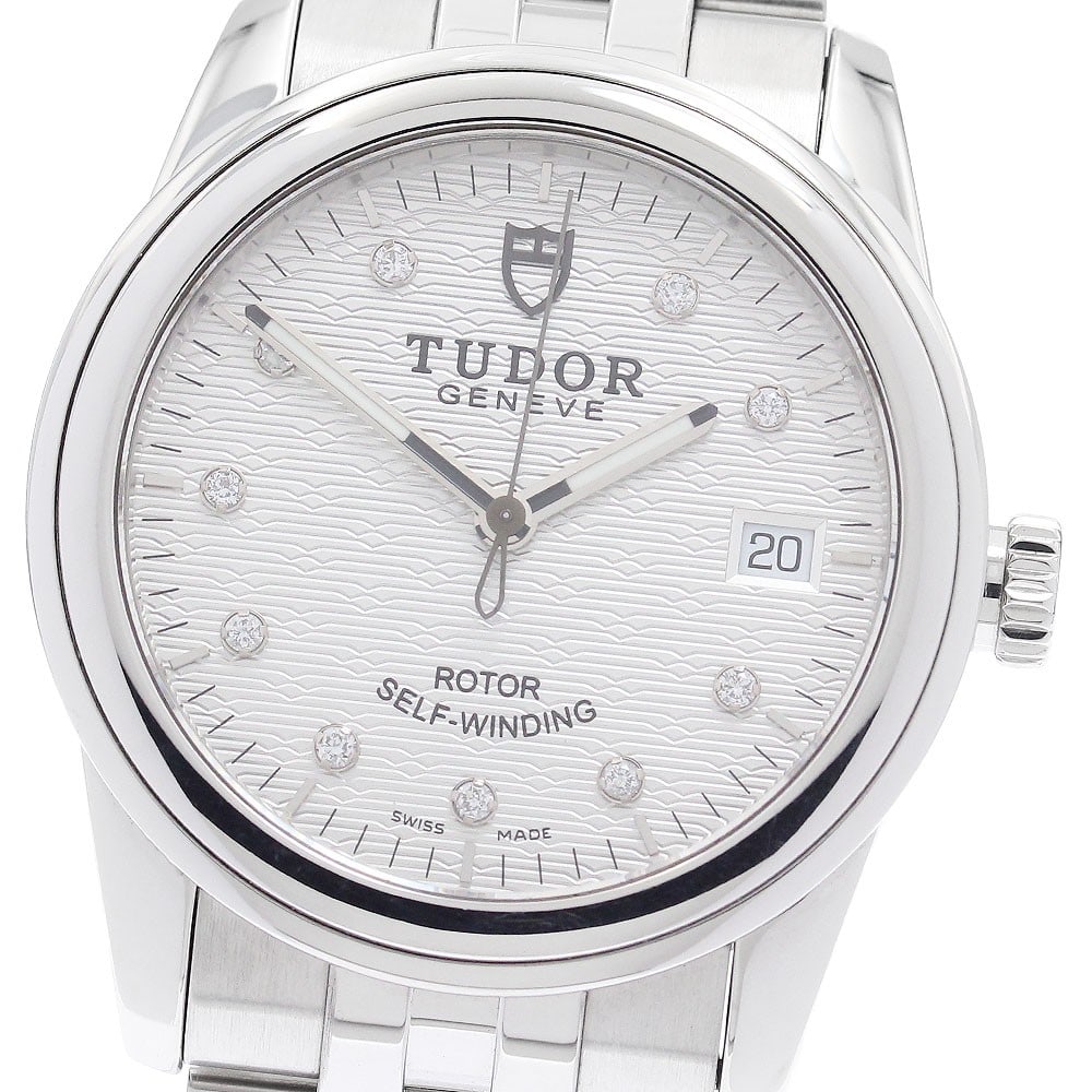 TUDOR Glamour Date 55000 mens wristwatch with 10P diamond: TUDOR Glamour Date 55000 mens wristwatch with 10P diamond TUDOR Glamour Date men's wristwatch, model 55000, with 10P diamond detailing. The watch is pre-owned and made in Switzerland. Specifications B