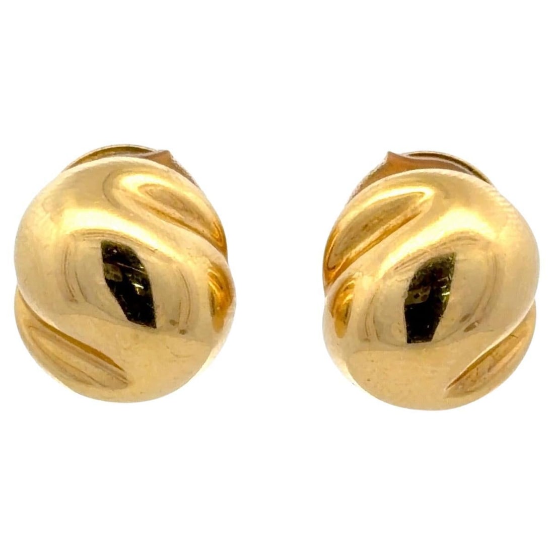 Tiffany Kidney Dome Earrings in 18K Yellow Gold Circa 1999: Tiffany Kidney Dome Earrings in 18K Yellow Gold Circa 1999 This pair of vintage Tiffany & Co. dome earrings is crafted from solid 18K yellow gold and dates to circa 1999. Featuring a refined sculptura