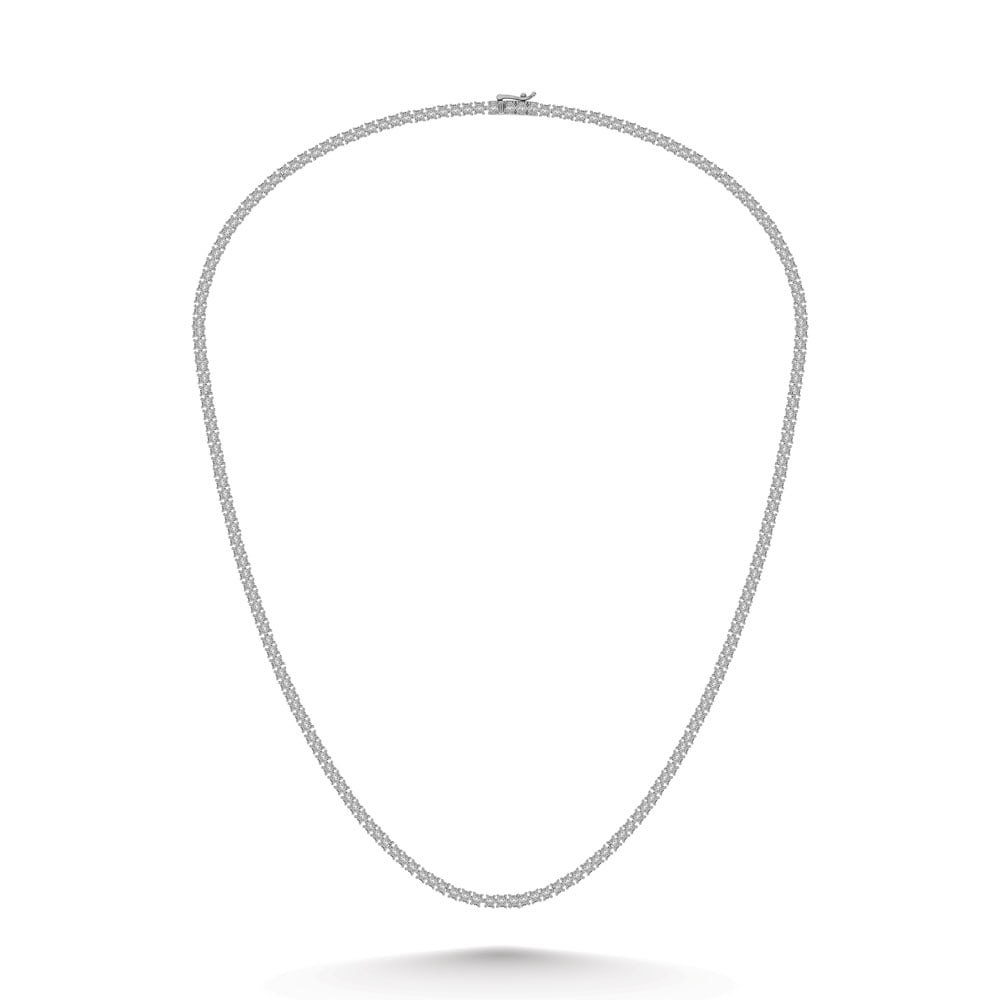 Sterling Silver Lab Grown Diamond 8 1/2 Ct.Tw. 4 Prong Illusion Necklace 20 Inch (20 CT Look): Sterling Silver Lab Grown Diamond 8 1/2 Ct.Tw. 4 Prong Illusion Necklace 20 Inch (20 CT Look) Radiating brilliance, this sterling silver illusion necklace showcases 8 1/2 Ct.Tw. of lab grown diamonds.