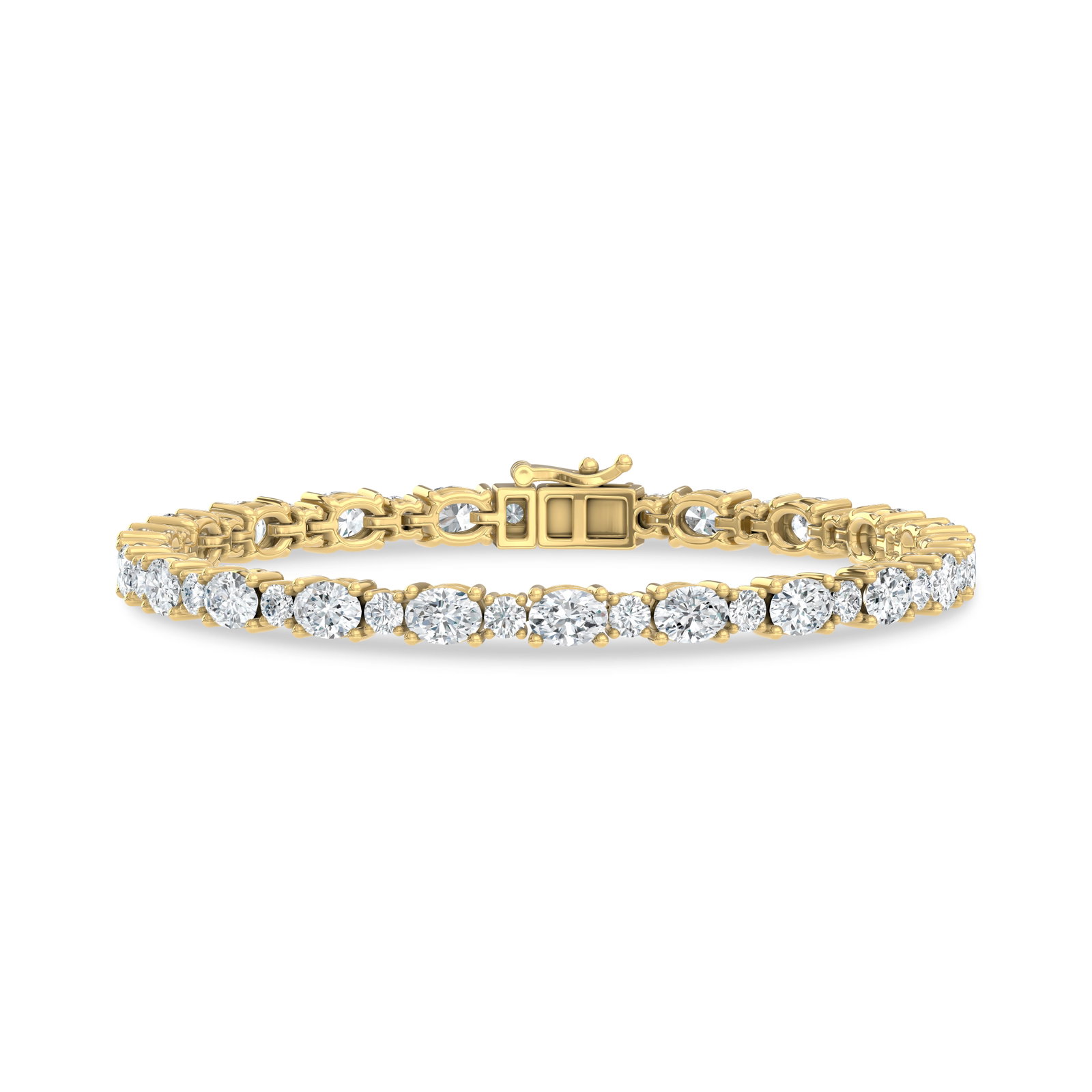 14K Yellow Gold Lab Grown Diamond 8 1/2 Ct.Tw. Oavl and Round Fancy Bracelet