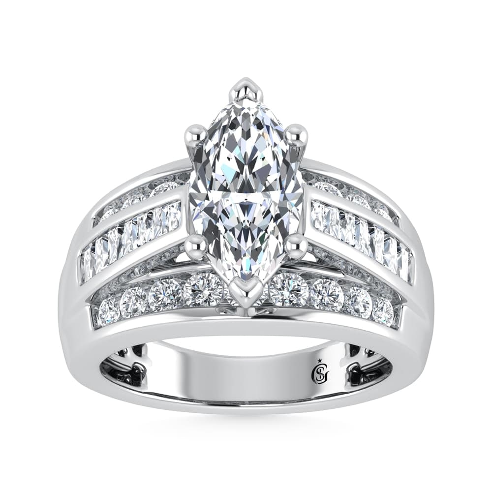 10K White Gold Lab Grown Diamond 1 3/4 ct.Tw. Marquise Shape Engagement Ring (IGI Certified Center