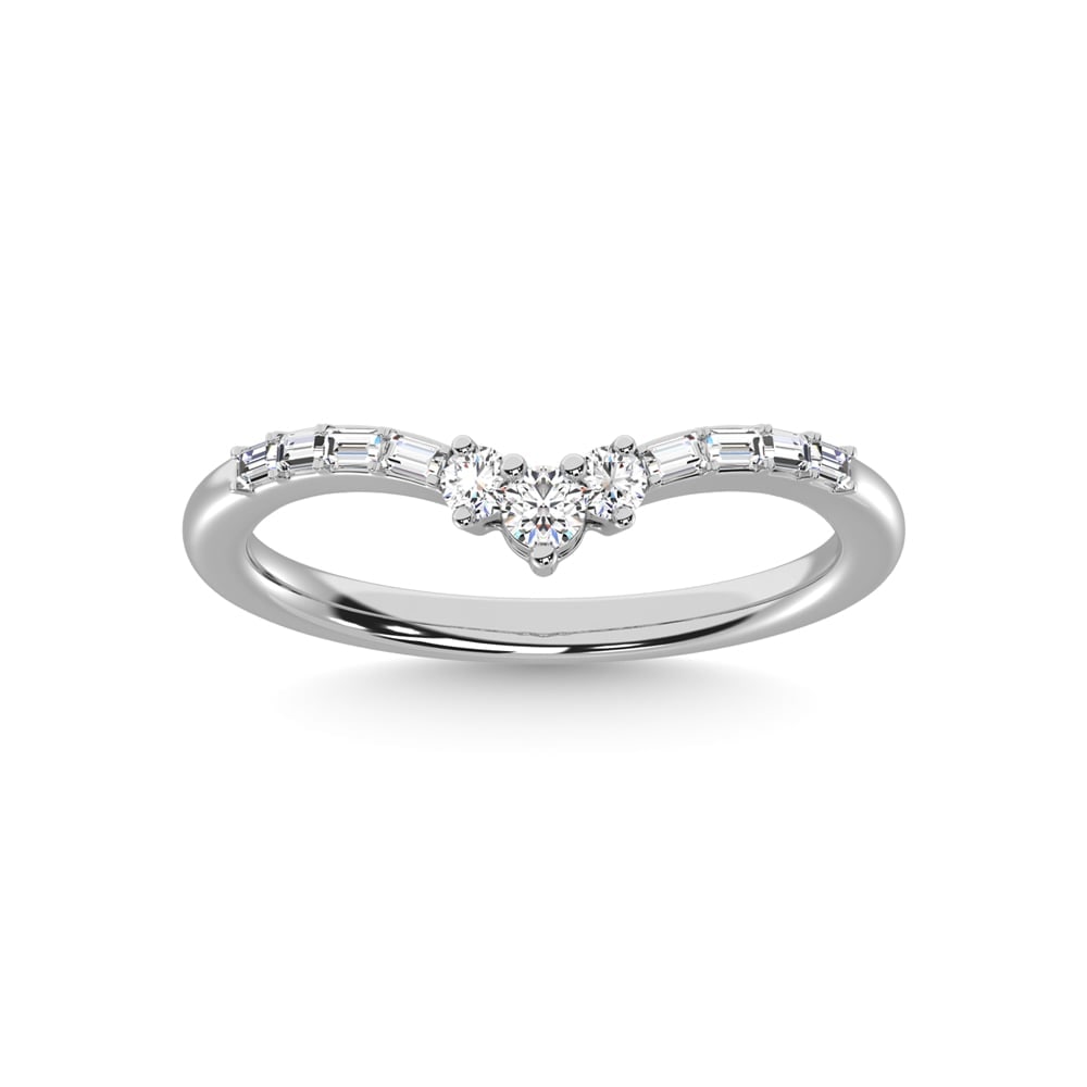14K White Gold Diamond 1/6 Ct.Tw. Chevron Band: 14K White Gold Diamond 1/6 Ct.Tw. Chevron Band 14k White Gold Stone Color: G-h Stone Clarity: I1 Each ring is presented in standard size 6.5. Complimentary resizing is available between sizes 510 (in 