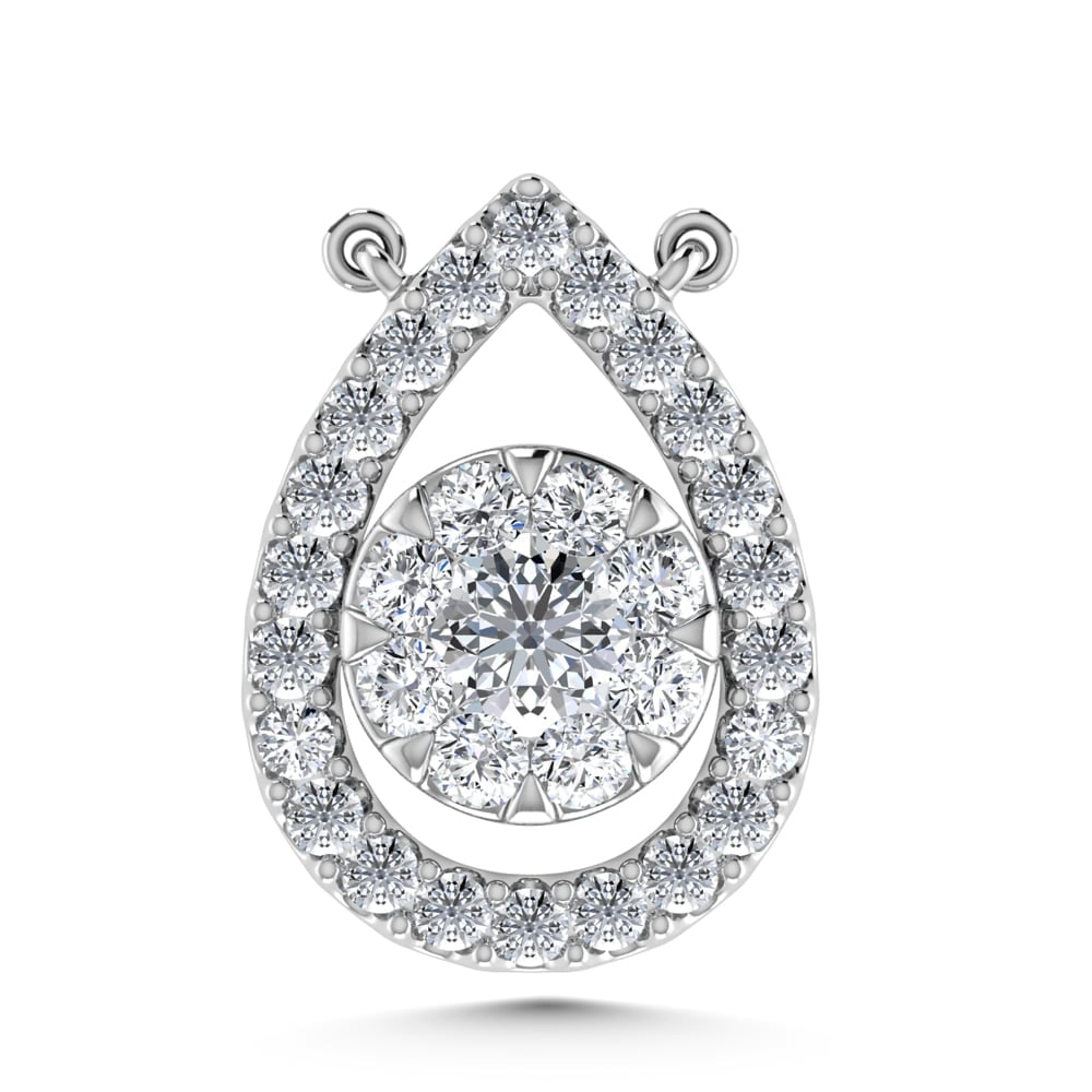 14K White Gold 1/3 Ct.Tw. Diamond Pear Shape Necklace: 14K White Gold 1/3 Ct.Tw. Diamond Pear Shape Necklace 14k White Gold Stone Color: G-h Stone Clarity: I1 Unless otherwise specified, pendants that include a chain are paired with our standard 18-inch l