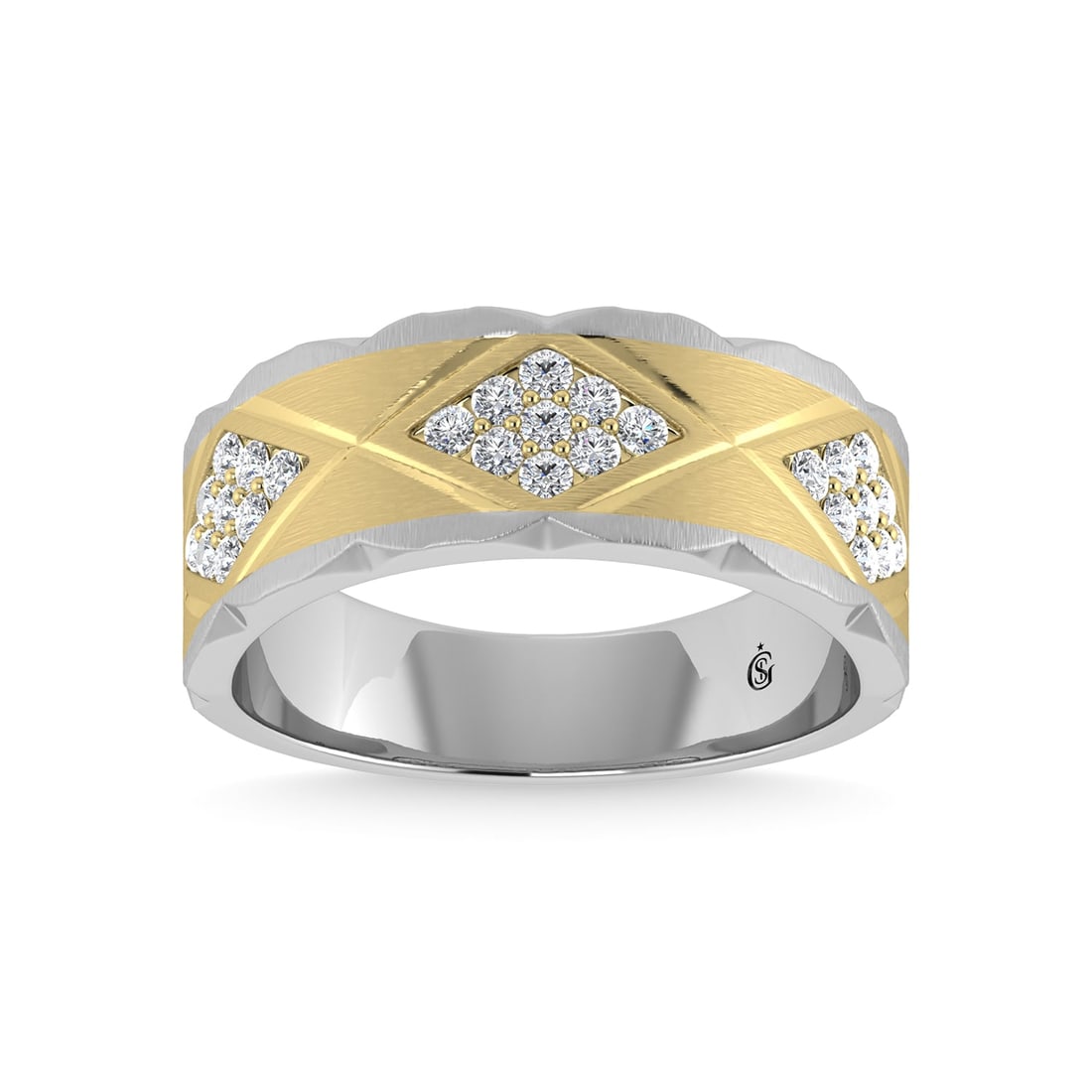 14K Yellow Gold Diamond 1/2 Ct.Tw. Mens Machine Band