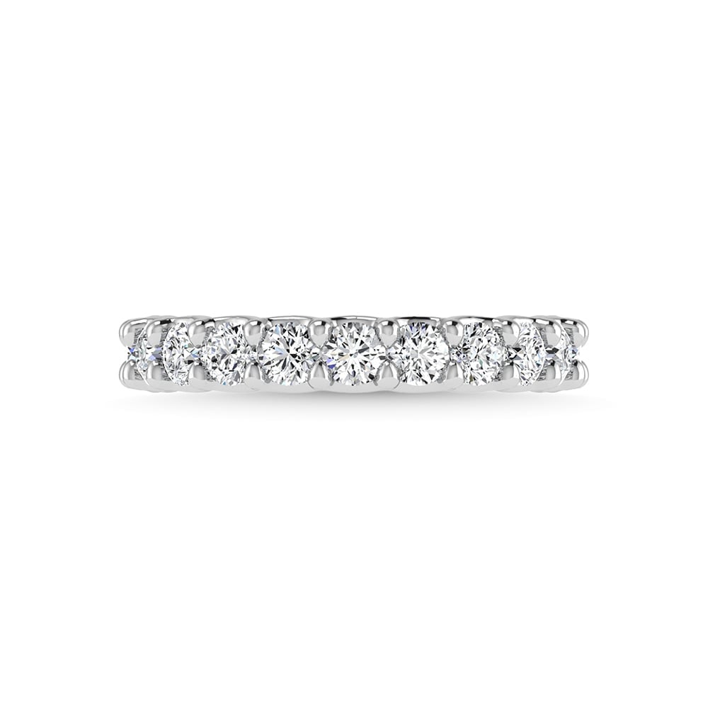 14K White Gold Lab Grown Diamond 1 1/10 Ct.Tw. Round Shape Half Way Wedding Band (size 6.5): 14K White Gold Lab Grown Diamond 1 1/10 Ct.Tw. Round Shape Half Way Wedding Band (size 6.5) Indulge in elegance with this 14K White Gold Halfway Wedding Band, featuring 1 1/10 Ct.Tw. of radiant round 